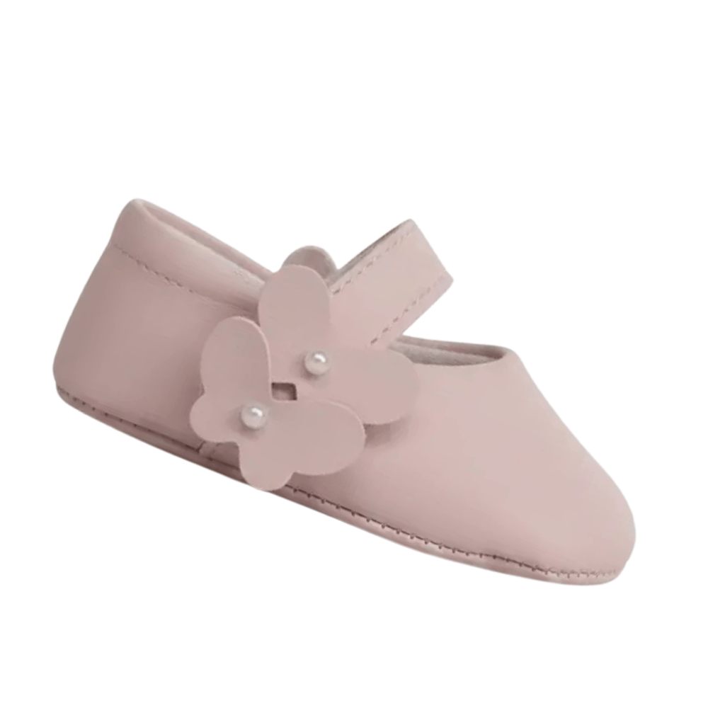 Sapatilha Baby Trança e Borboleta Rosa