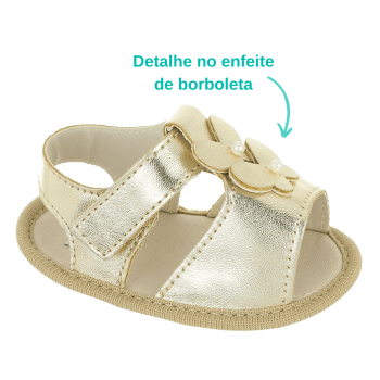 Sandália Baby Borboleta Ouro Ligth