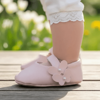 Sapatilha Baby Trança e Borboleta Rosa