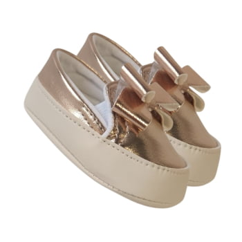Slip On Infantil Casual Com Laço Bronze