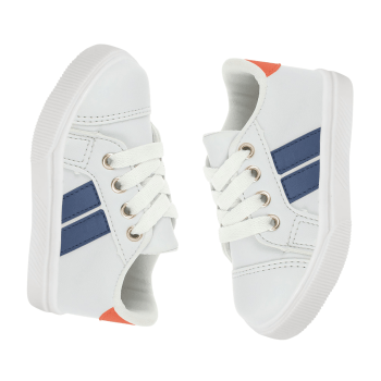 Tênis Infantil Listras Branco e Azul